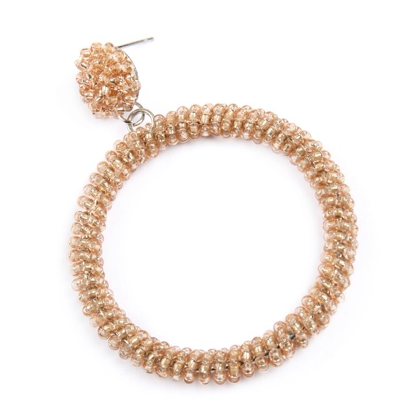 CRYSTAL AVENUE Seedbead drop hoop post earrings NWT - Picture 3 of 4